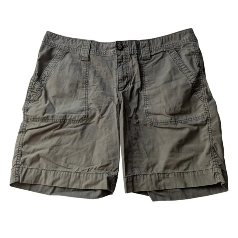 Eddie Bauer Ripstop Cargo‎ Shorts Womens 14 Olive Green Utility Hiking 46-1-18C